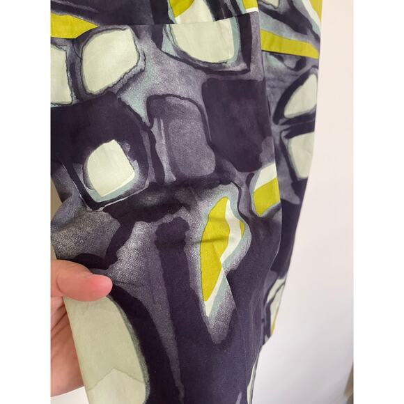 LELA ROSE 100% cotton watercolor abstract artsy green gray sheath dress - Picture 7 of 11